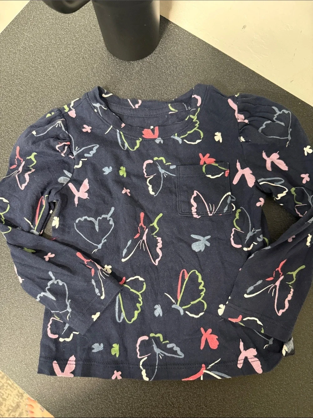 GAP Navy Long-Sleeve Tee with Multicolor Butterfly Print